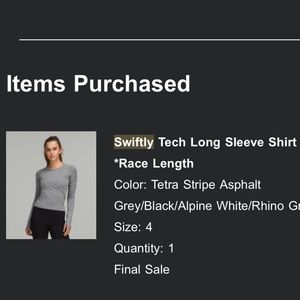 Lululemon swiftly tech cropped in tetra stripe asphalt size 4